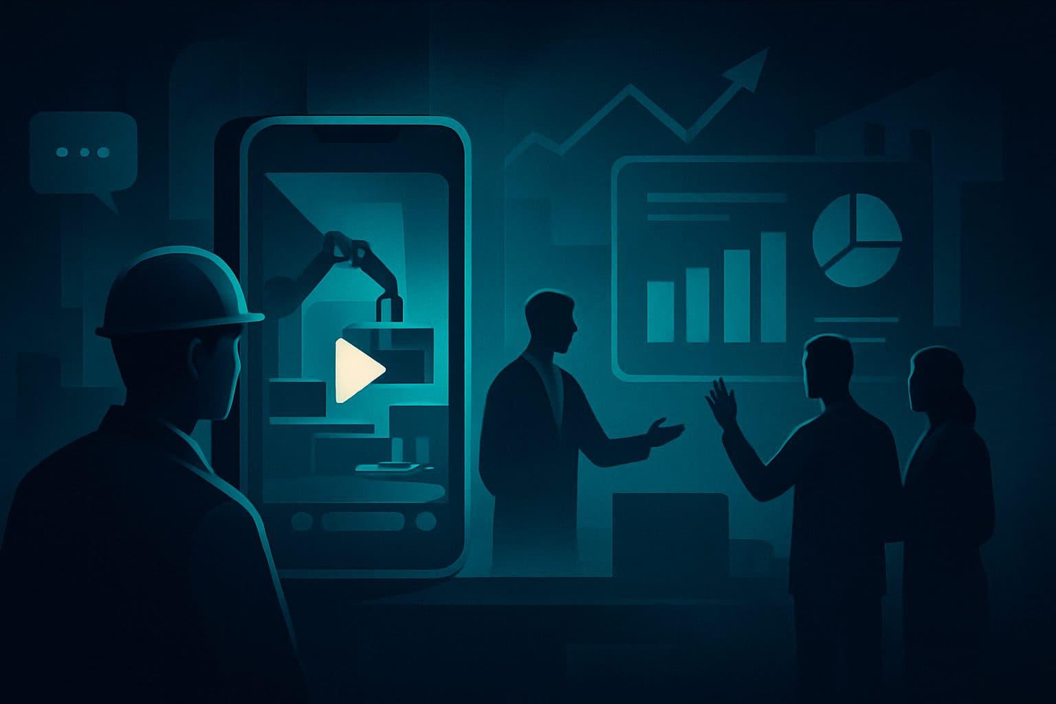 Ilustración: Casos prácticos de pymes manufactureras que optimizan su vídeo corto automatizado en LinkedIn