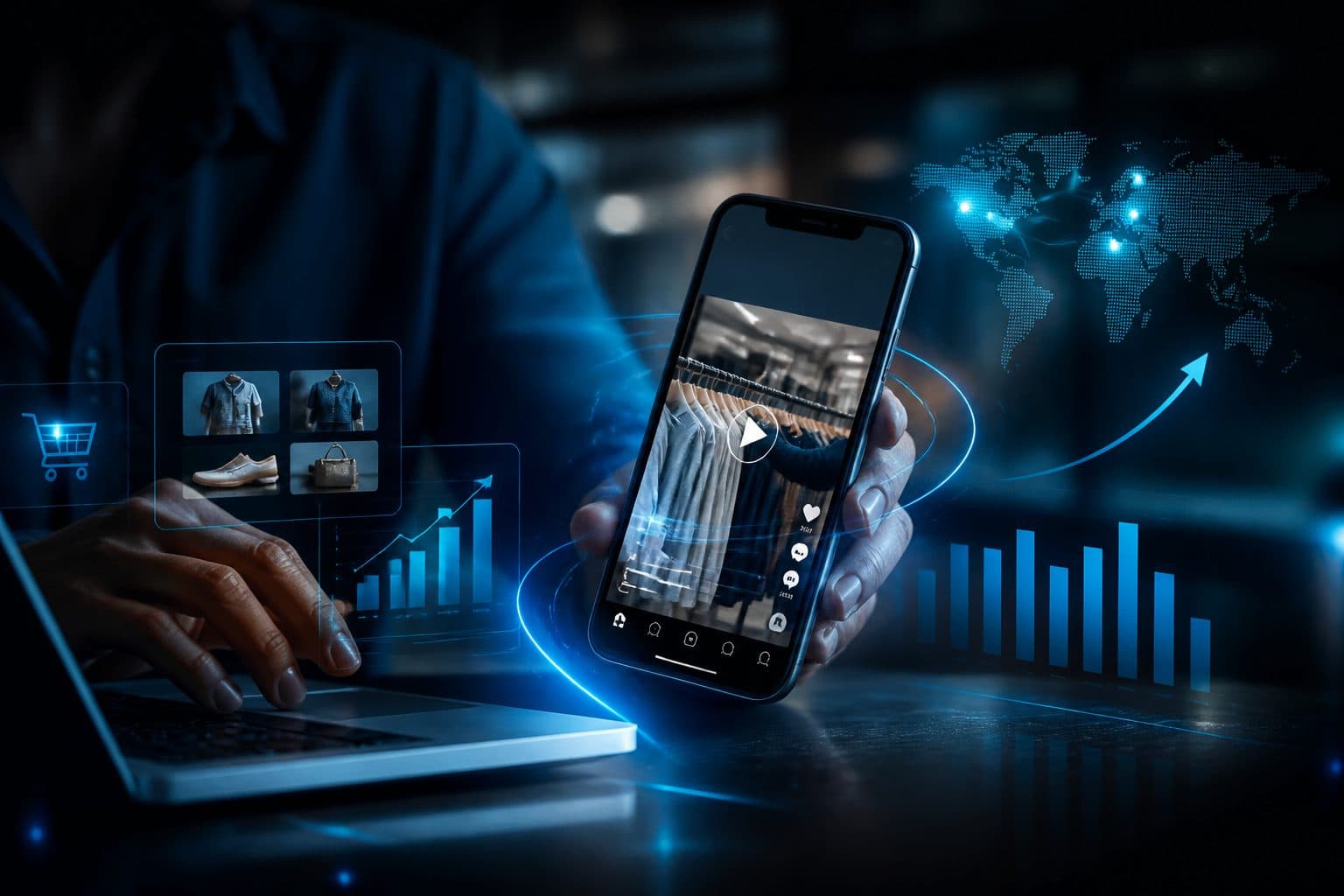 Ilustración: Digitalización y vídeo corto en pymes comerciales para aumentar ventas online en 2026