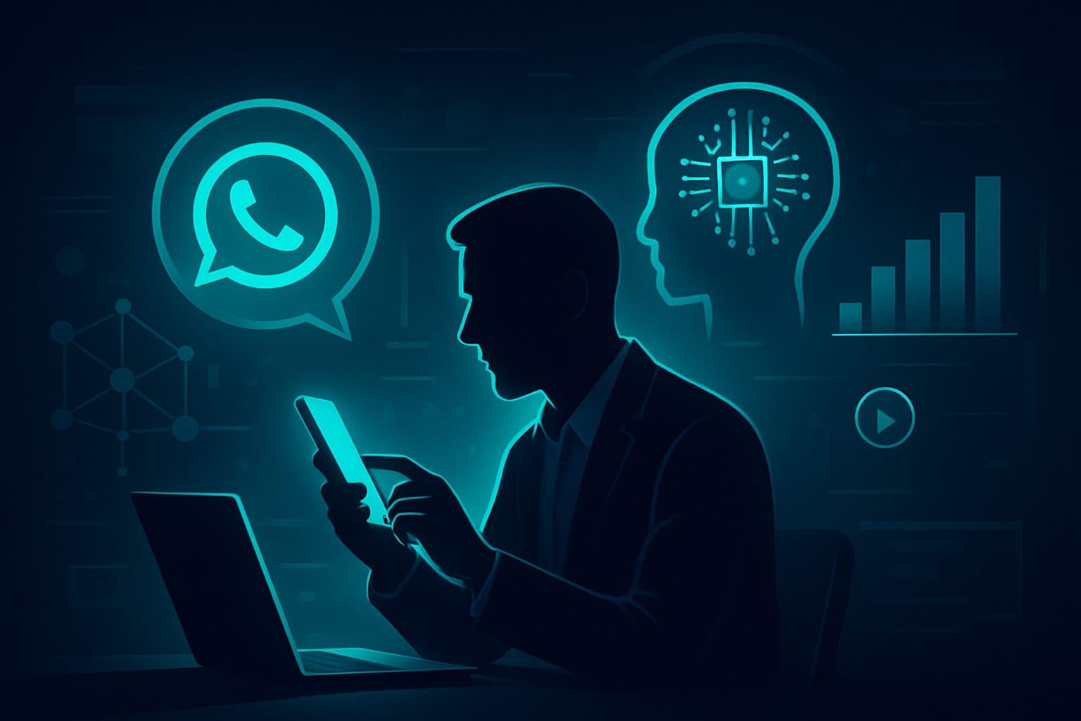 Ilustración: Cómo pymes B2B gestionan la creator economy con IA desde WhatsApp