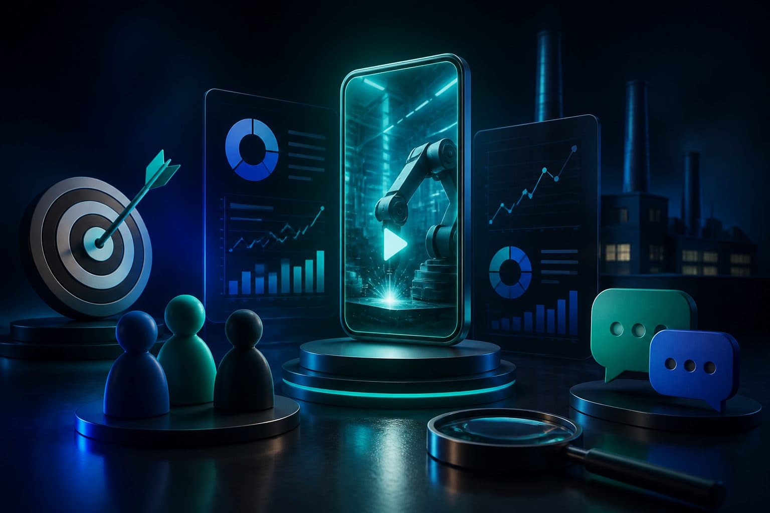 Ilustración: Cómo medir el impacto y optimizar la estrategia de vídeos cortos en redes B2B