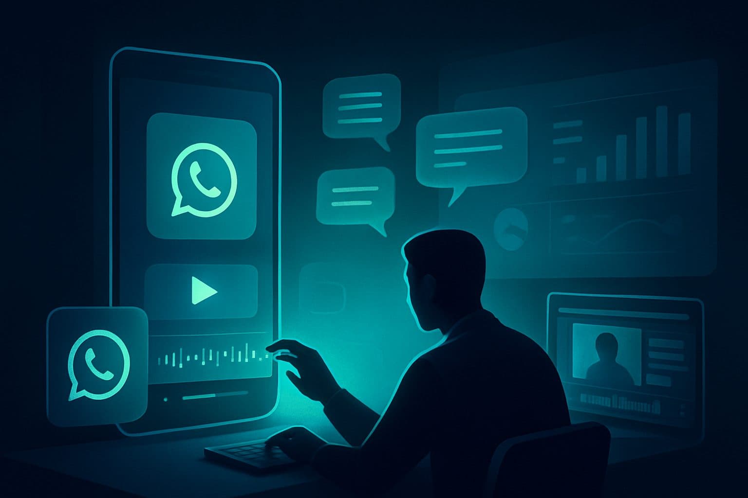 Ilustración: Automatización desde WhatsApp para agilizar guiones, voz y edición en vídeos cortos