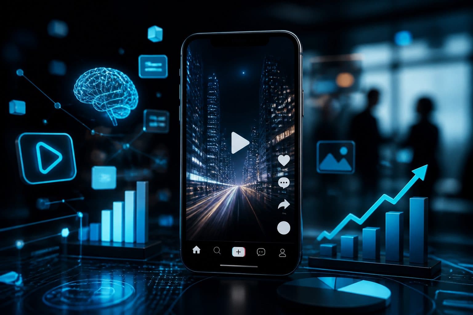 Ilustración: Tendencias virales en TikTok para pymes tecnológicas usando vídeo corto IA